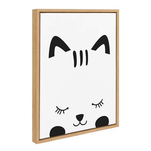 Kate And Laurel Sylvie Modern Baby Cat Framed Canvas By Rachel Lee Of My Dream Wall 18x24 Natural