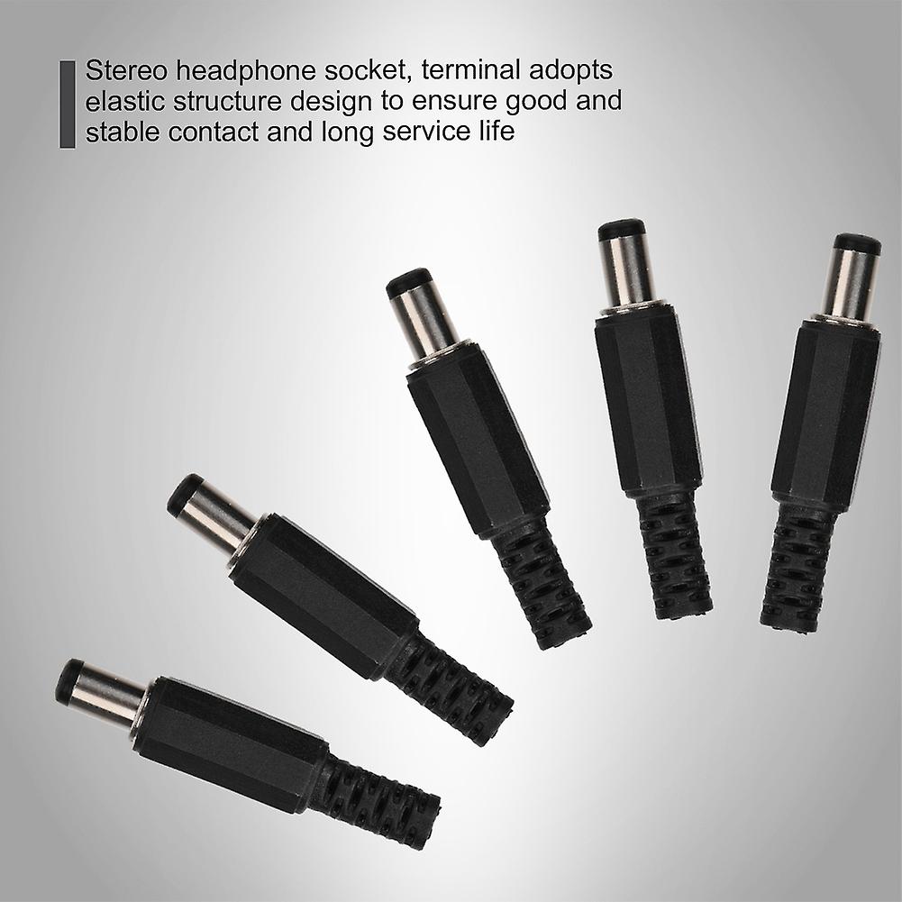 5pcs 2.1mm X 5.5mm Male Dc Power Plug Jack Coaxial Connector Adapter