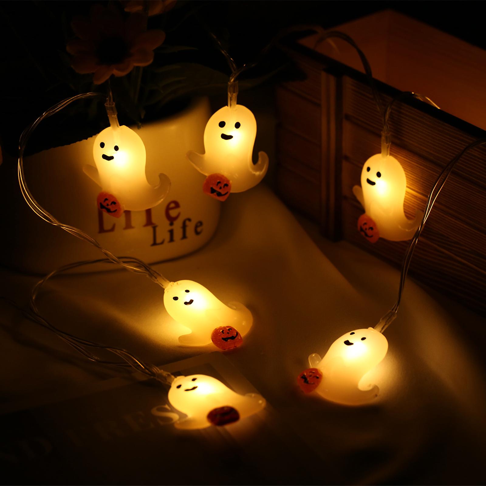 Tomfeel Halloween Lighting Pumpkins， Skulls， Ghosts Colorful Light 40 Led Beads Waterproof， Battery Powered 6 Styles Suitable For Garden Gate Yards Ha