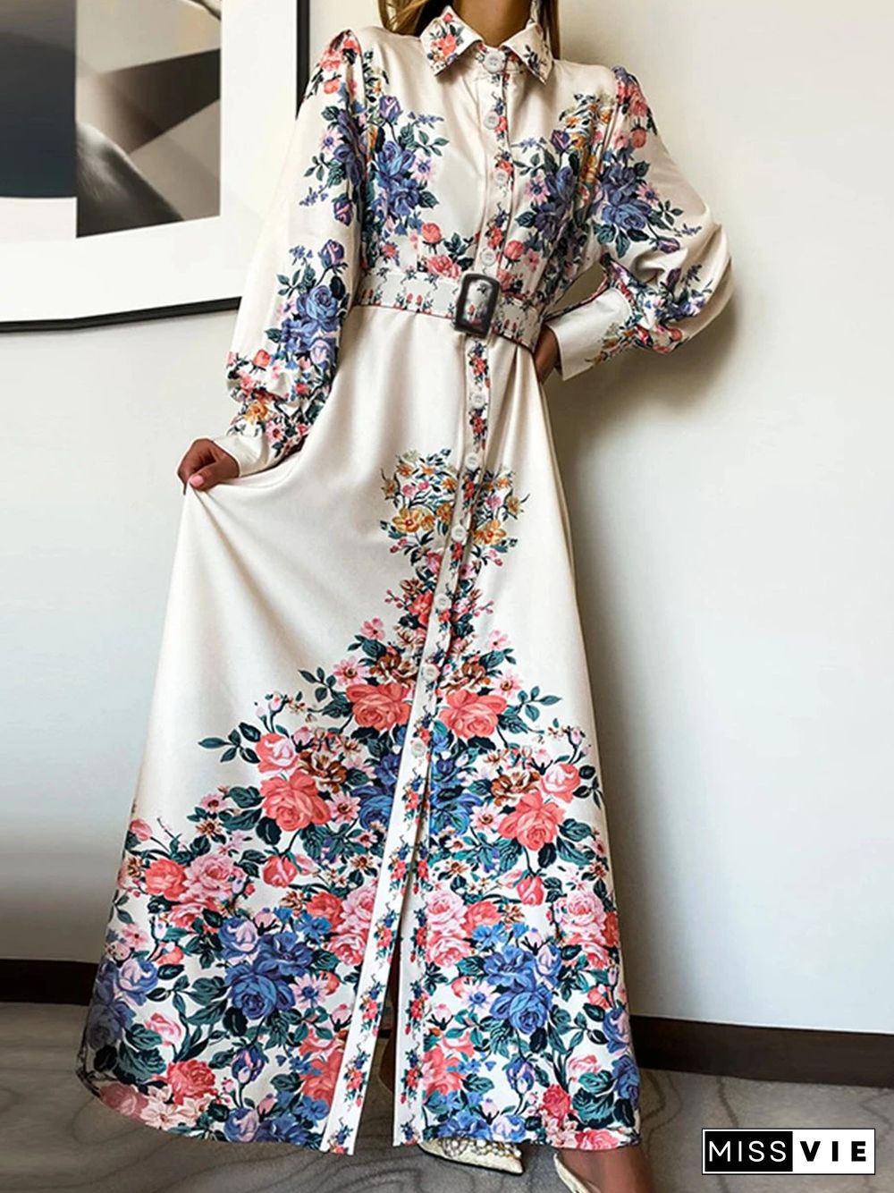 Printed Long Sleeve Dress P14231