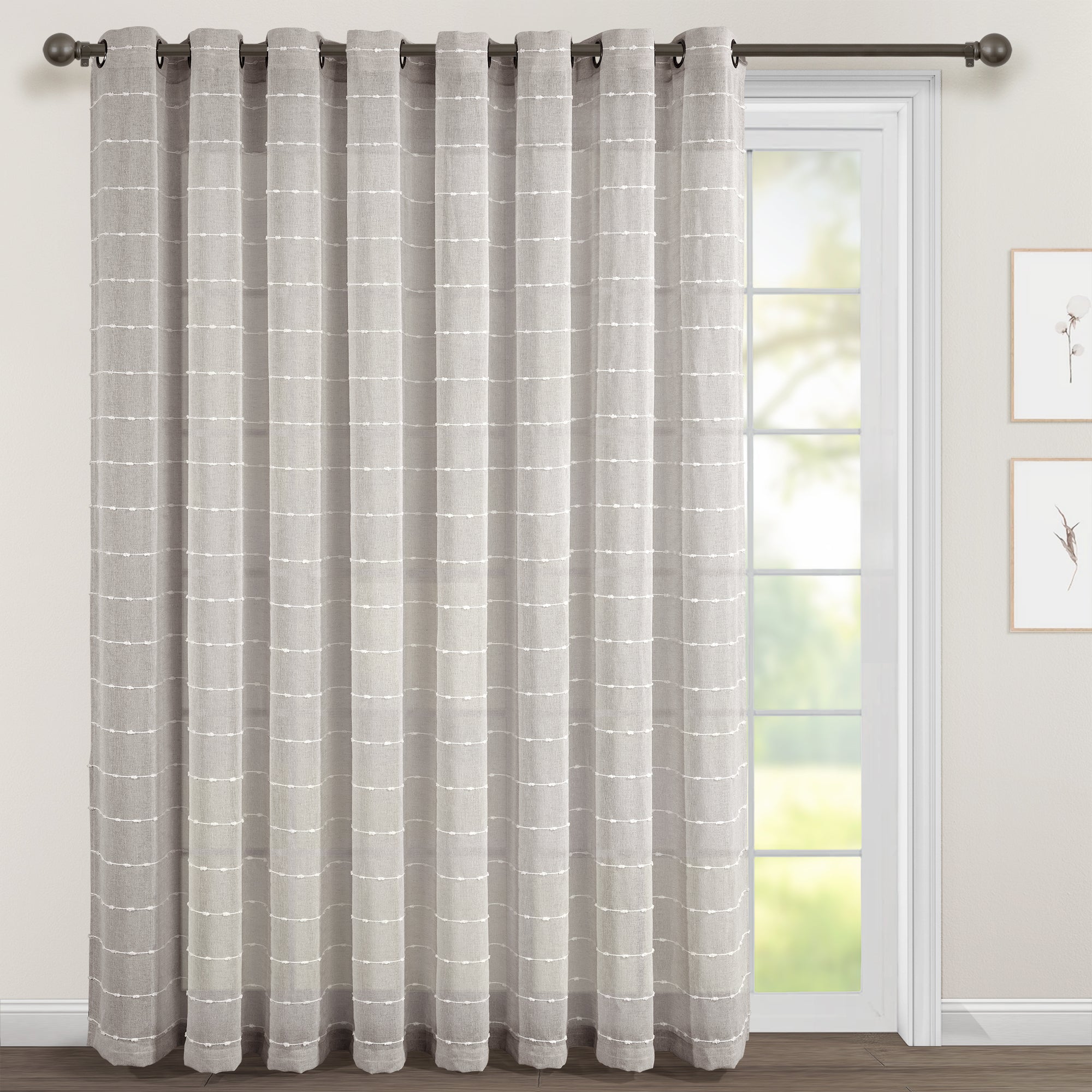 Farmhouse Textured Grommet Sheer Ultra Wide Window Curtain Panel