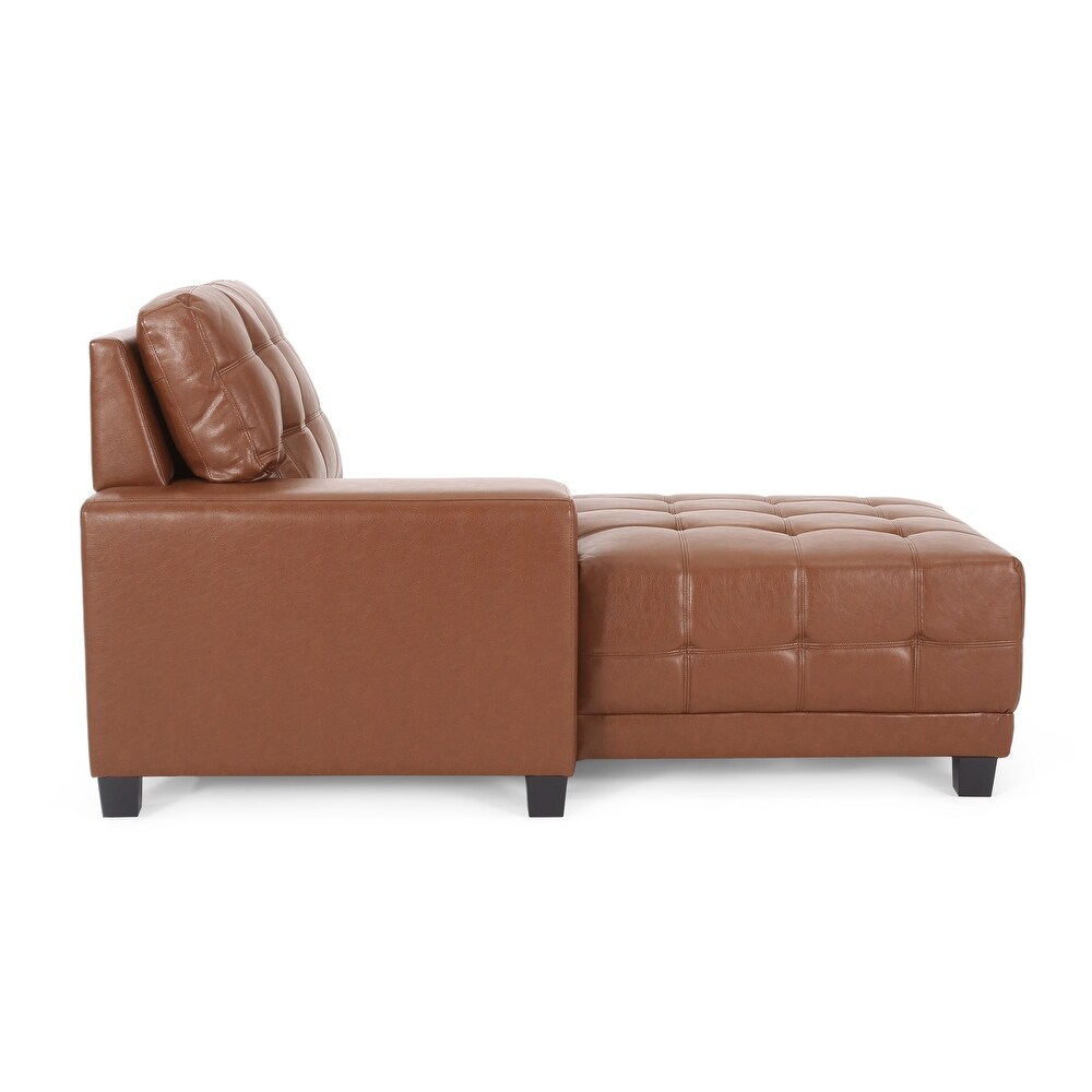 Harlar Faux Leather 3 Seater Sofa and Chaise Lounge Sectional Set by Christopher Knight Home