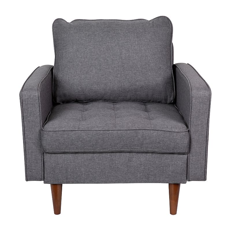 Merrick Lane Garibaldi Mid-Century Modern Armchair with Tufted Upholstery and Solid Wood Legs