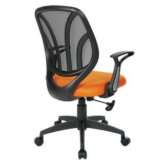 Office Star Products Orange Mesh Screen Back Chair with Flip Arms and Silver Accents EM69202N-18