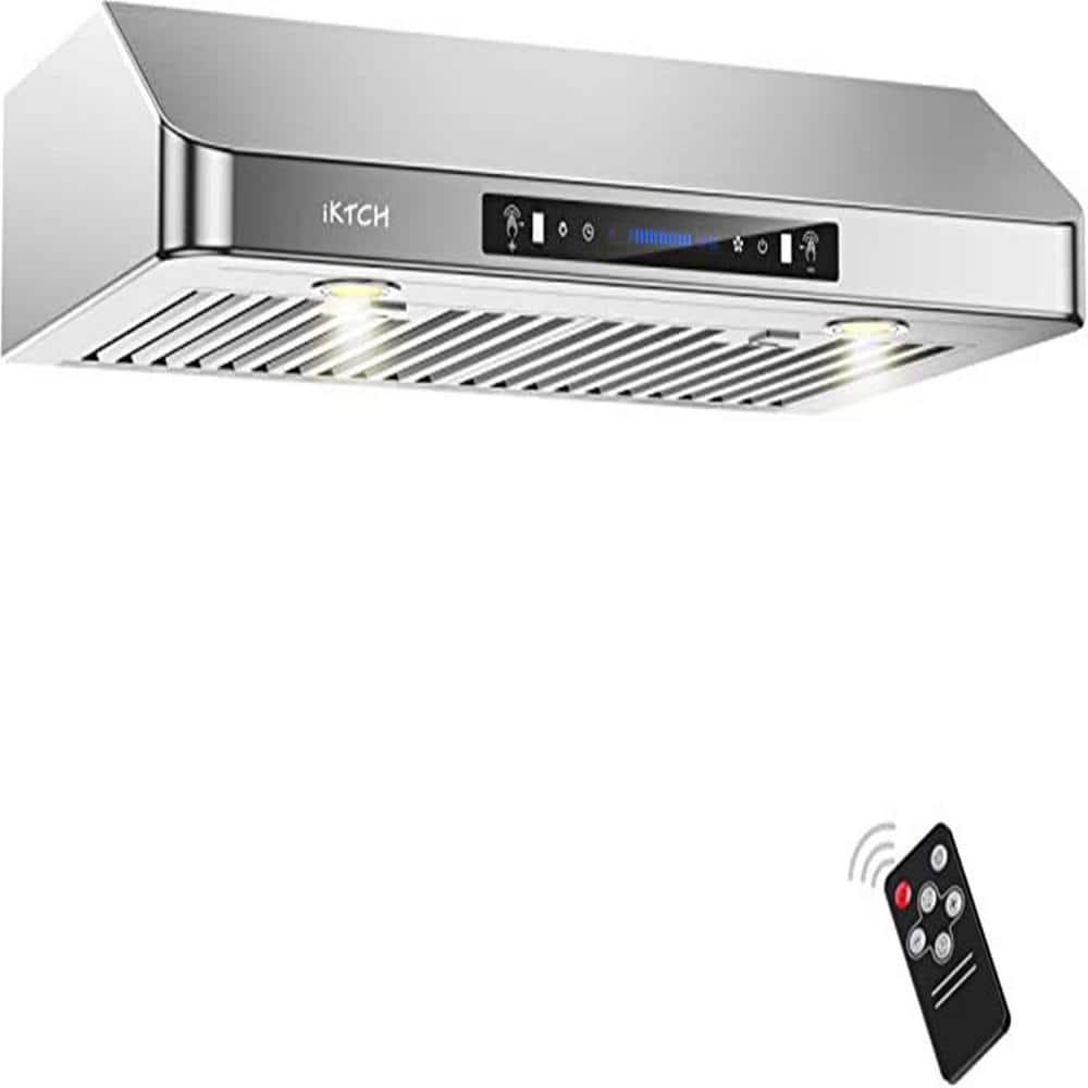 iKTCH 30 in 900 CFM Ducted Under Cabinet Range Hood in Stainless Steel 4 Speed Gesture Sensing and Touch Control Panel