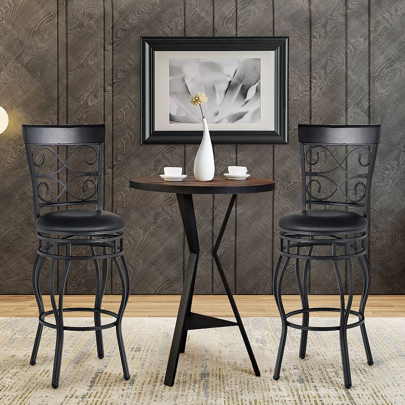 2 Pieces 30 Inch 360 Degree Swivel Bar Stools with Leather Padded Seat