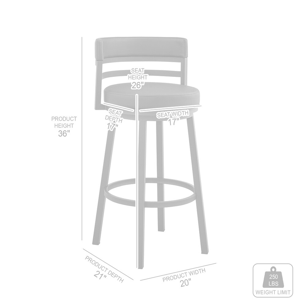 Madrid Modern Swivel Counter/Bar Stool in Faux Leather and Metal