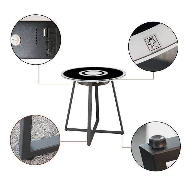 Modern Side Magic Table with Bluetooth Speaker USB and LED Lights