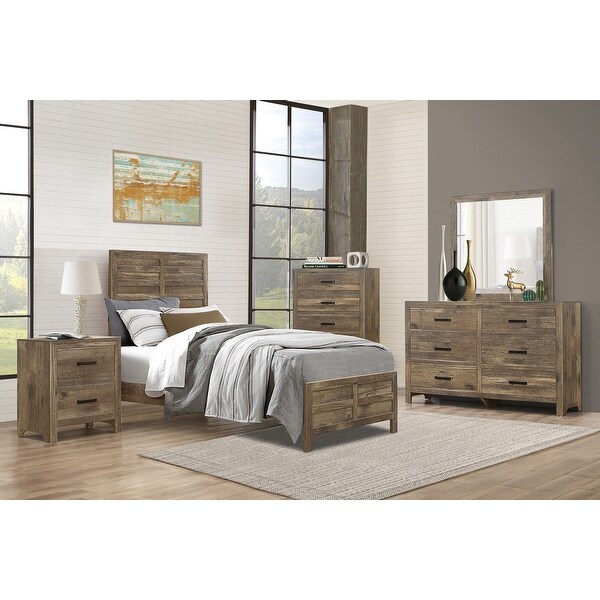 Transitional Style Bedroom Furniture Wooden Nightstand with Two Drawers ， Weathered Pine Finish - - 36131725