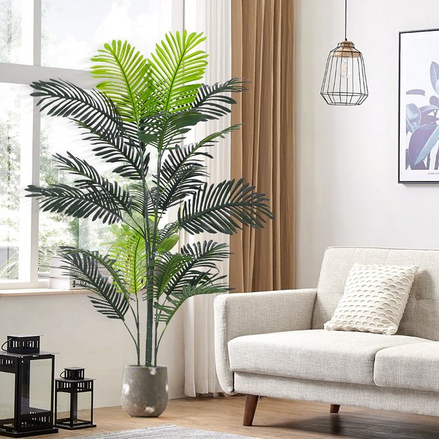 Artificial Fake Palm Tree 6ft Large Fake Silk Tree With Pot Faux Tropical Palm Silk Plant For Indoor Outdoor