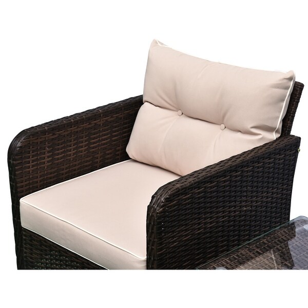 Outsunny 5piece Wicker Patio Chairs，Ottomans，and Coffee Table Set