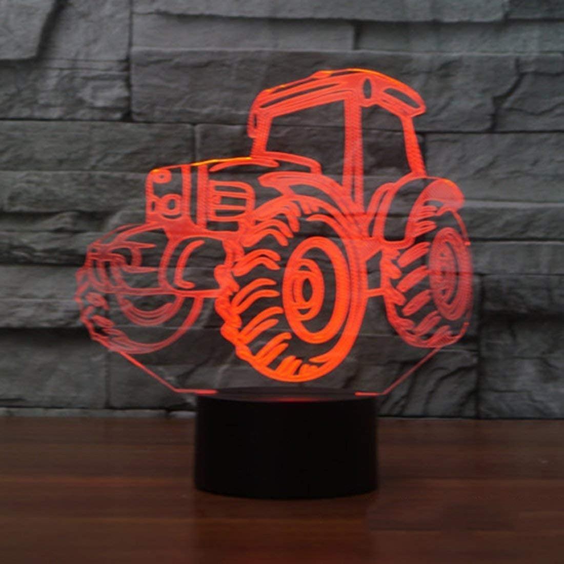 3d Motor Car Automobile Tractor Night Light Touch Table Desk Optical Illusion Lamps 7 Color Changing Lights Home Xmas Birthday Gift