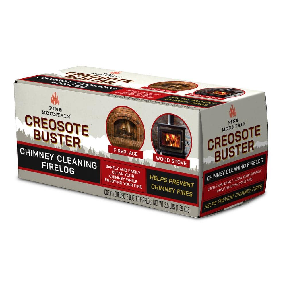 Pine Mountain Creosote Buster Chimney Cleaning Safety Fire Wax Log， Large， for Fireplaces and Wood Stoves (1-Pack) 41525-01500