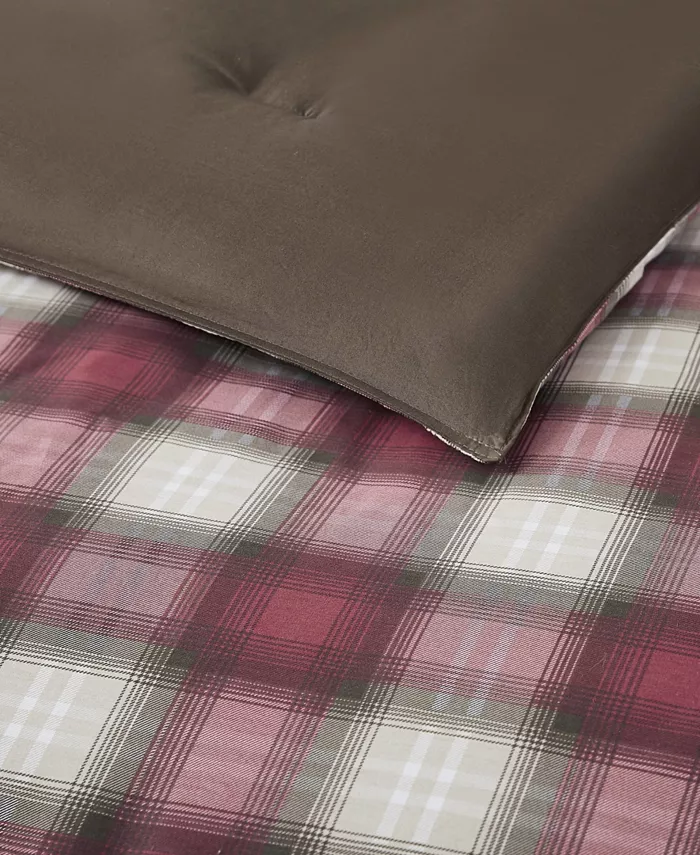 Eddie Bauer Navigation Plaid Red Reversible Comforter Set， Full Queen