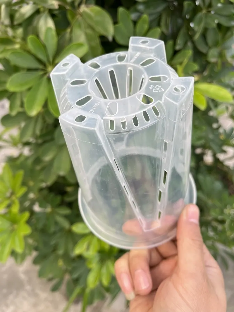 Garden supplies factory cheap hot sale plastic perforated flower pot clear orchid planter pot