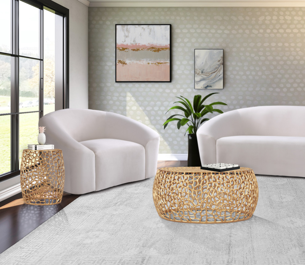 Priya Solid Aluminum Coffee Table   Contemporary   Coffee Tables   by Meridian Furniture  Houzz