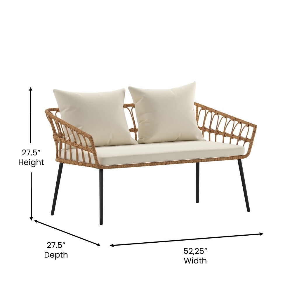 Weather 4 Piece Rope Rattan Patio Seating Set with Cushions