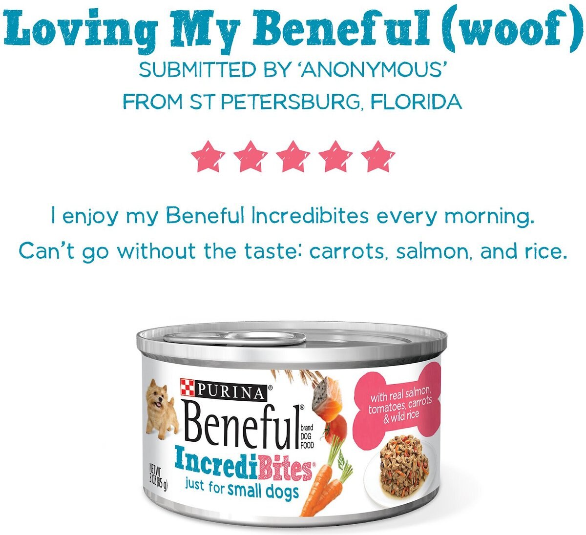 Purina Beneful IncrediBites With Salmon， Tomatoes， Carrots and Wild Rice Canned Dog Food