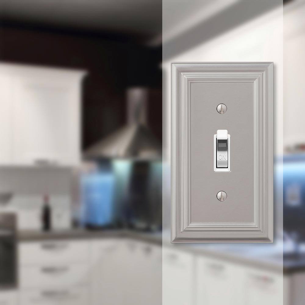 AMERELLE Continental 1 Gang Toggle Metal Wall Plate - Satin Nickel 94TN