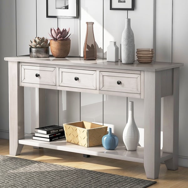 Wood Console Table with 3 Drawers and 1 Shelf，Living Room