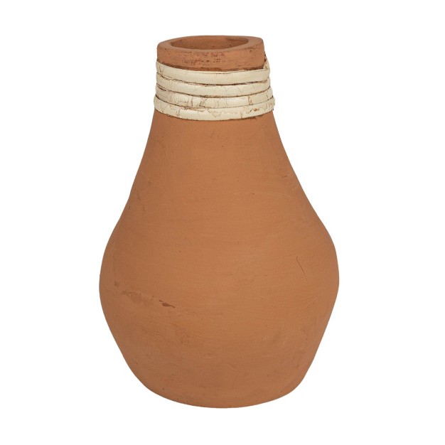 Top Wrapped Terracotta amp Cane Bud Vase Foreside Home amp Garden