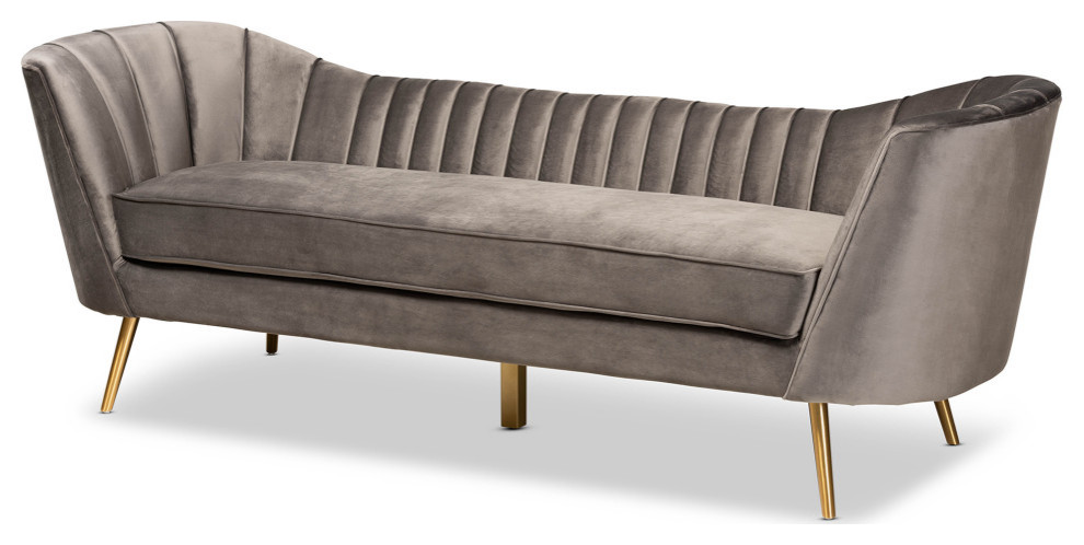 Ippolita Glam Velvet Sofa   Midcentury   Sofas   by Baxton Studio  Houzz