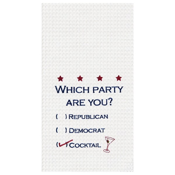 Which Party are You? Waffle Weave Cotton Kitchen Towel - White