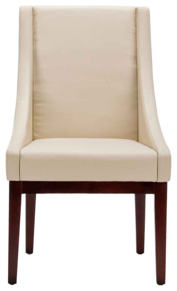 Remy Crème Leather Sloping Armchair (set of 2)   Transitional   Dining Chairs   by AED Luxury Home Decor  Houzz