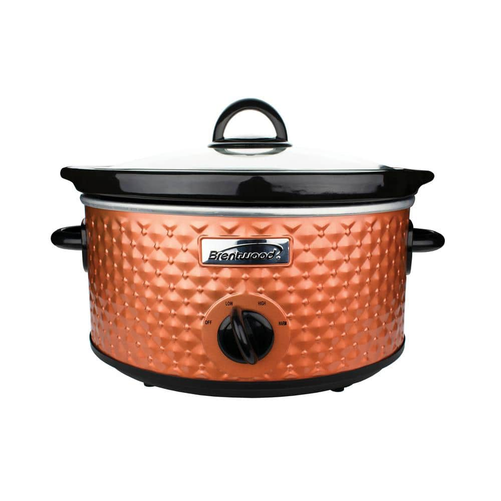 Brentwood Appliances Diamond 3.5 qt. Copper Slow Cooker with Tempered Glass Lid 985114778M