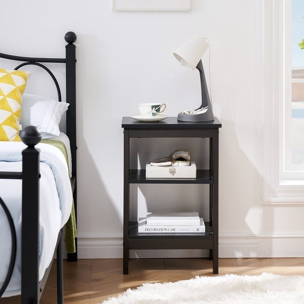 Modern End Table with 3-Tier Open Storage Shelves