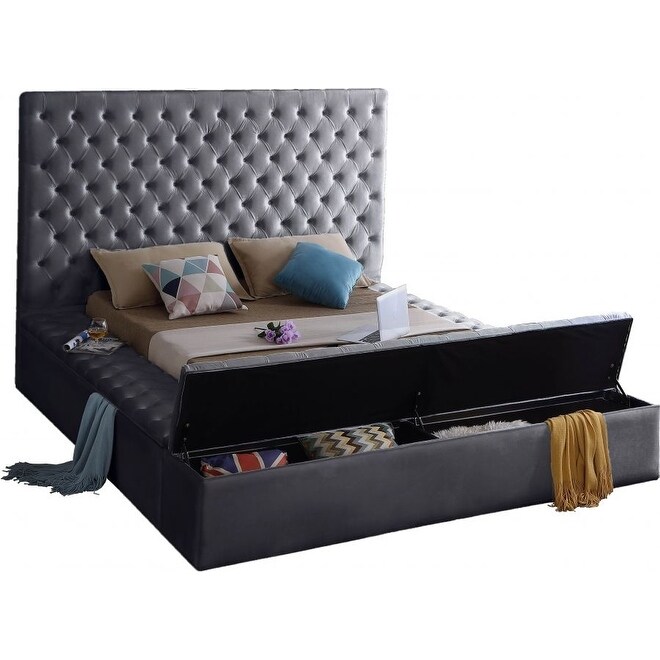 Lea Tufted Velvet Platform Bedframe with Storage