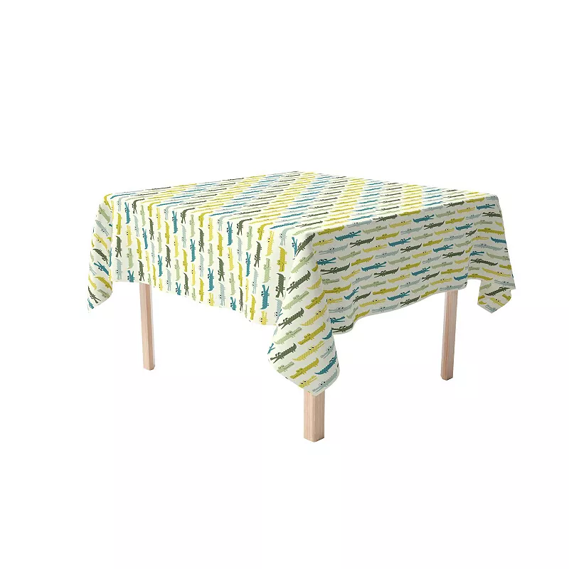 Square Tablecloth， 100% Cotton， 52x52， Funny Gators