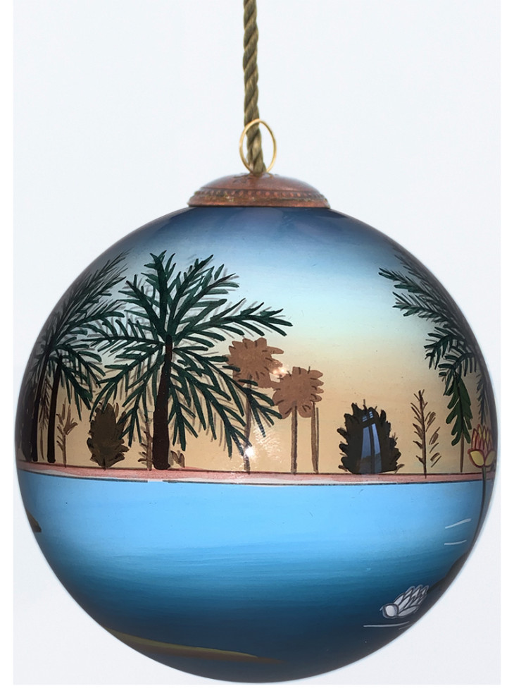 The Flamingoes Glass Ornament Collection  Set of 3   Tropical   Christmas Ornaments   by overstockArt  Houzz