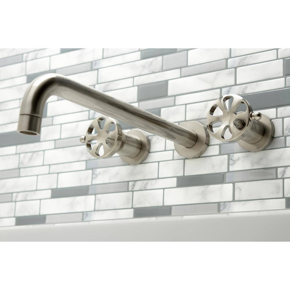 Kingston Brass Belknap 2-Handle Wall-Mount Roman Tub Faucet in Brushed Nickel (Valve Included) HKS8048RX