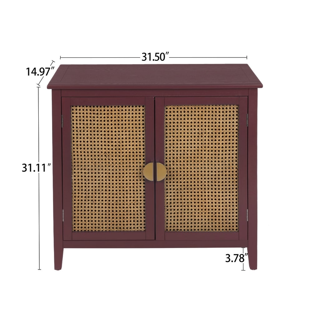 Wooden 2 Door Naturel Rattan Cabinet   31.5\