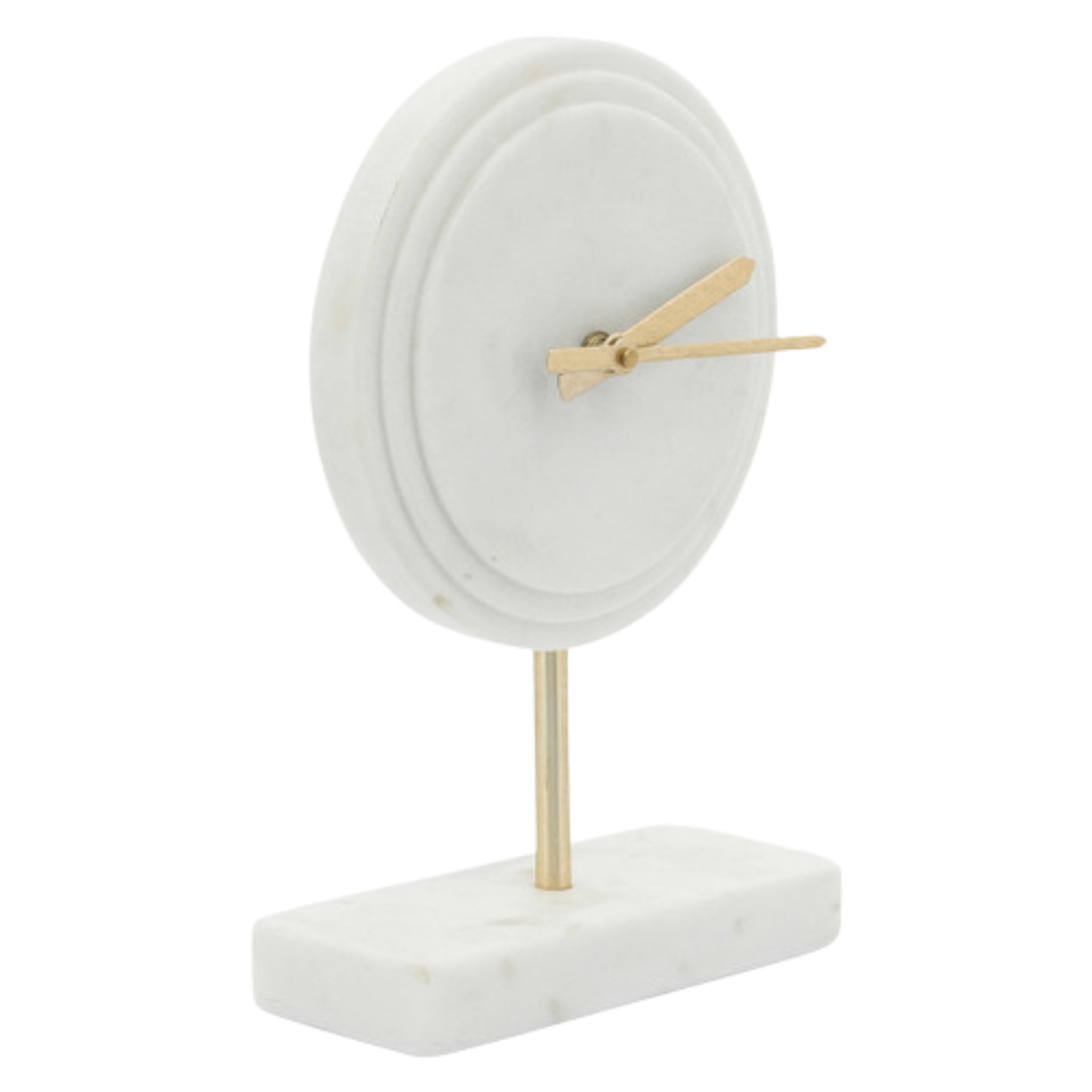 White Marble Round Table Clock 15872