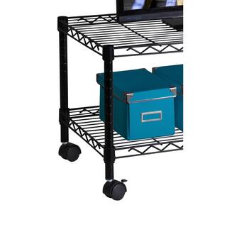 Honey-Can-Do 2-Tier Steel Wire Rolling Media Cart in Black CRT-03937