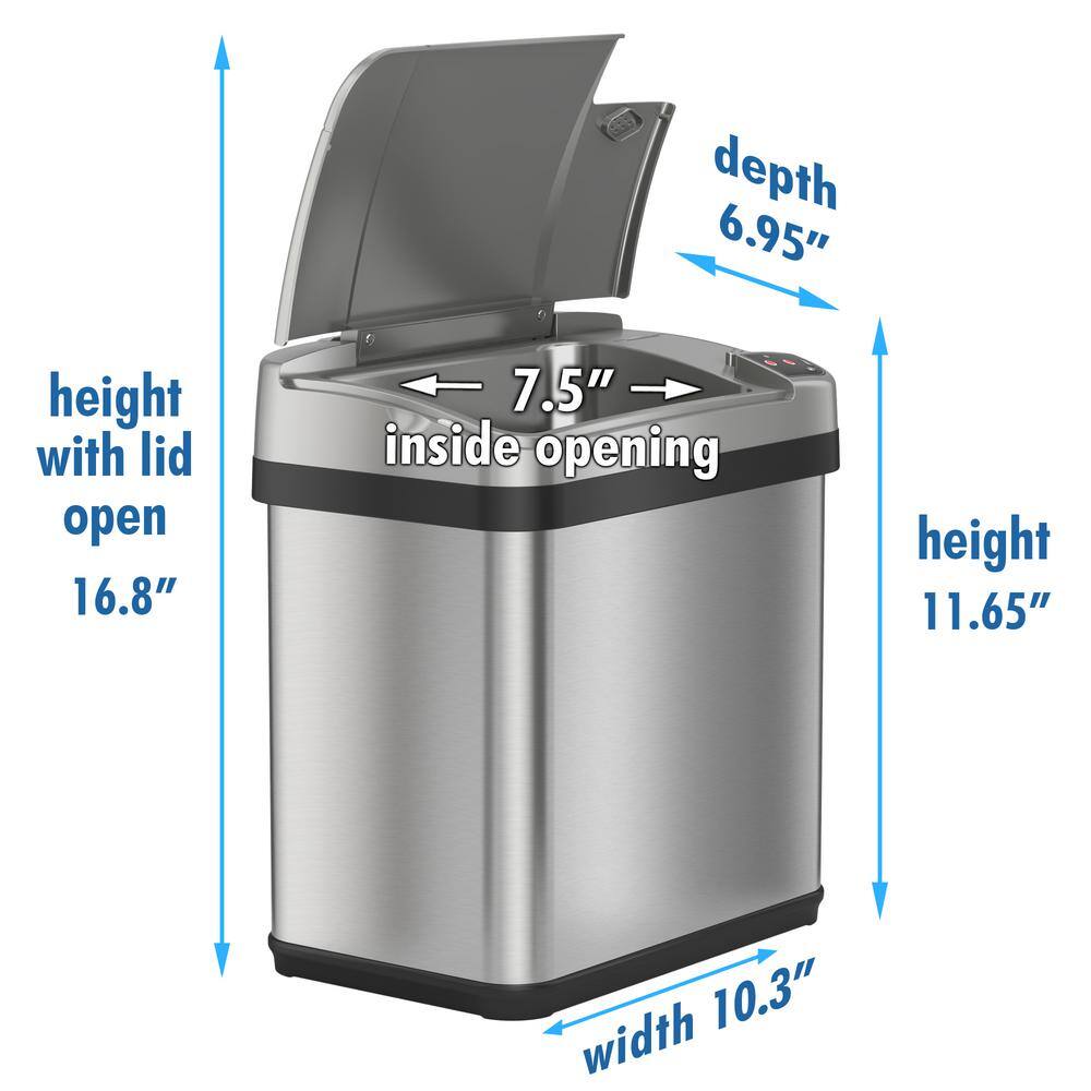 iTouchless 2.5 Gal. Stainless Steel Touchless Automatic Sensor Trash Can with Odor Filter and Fragrance MT02SS