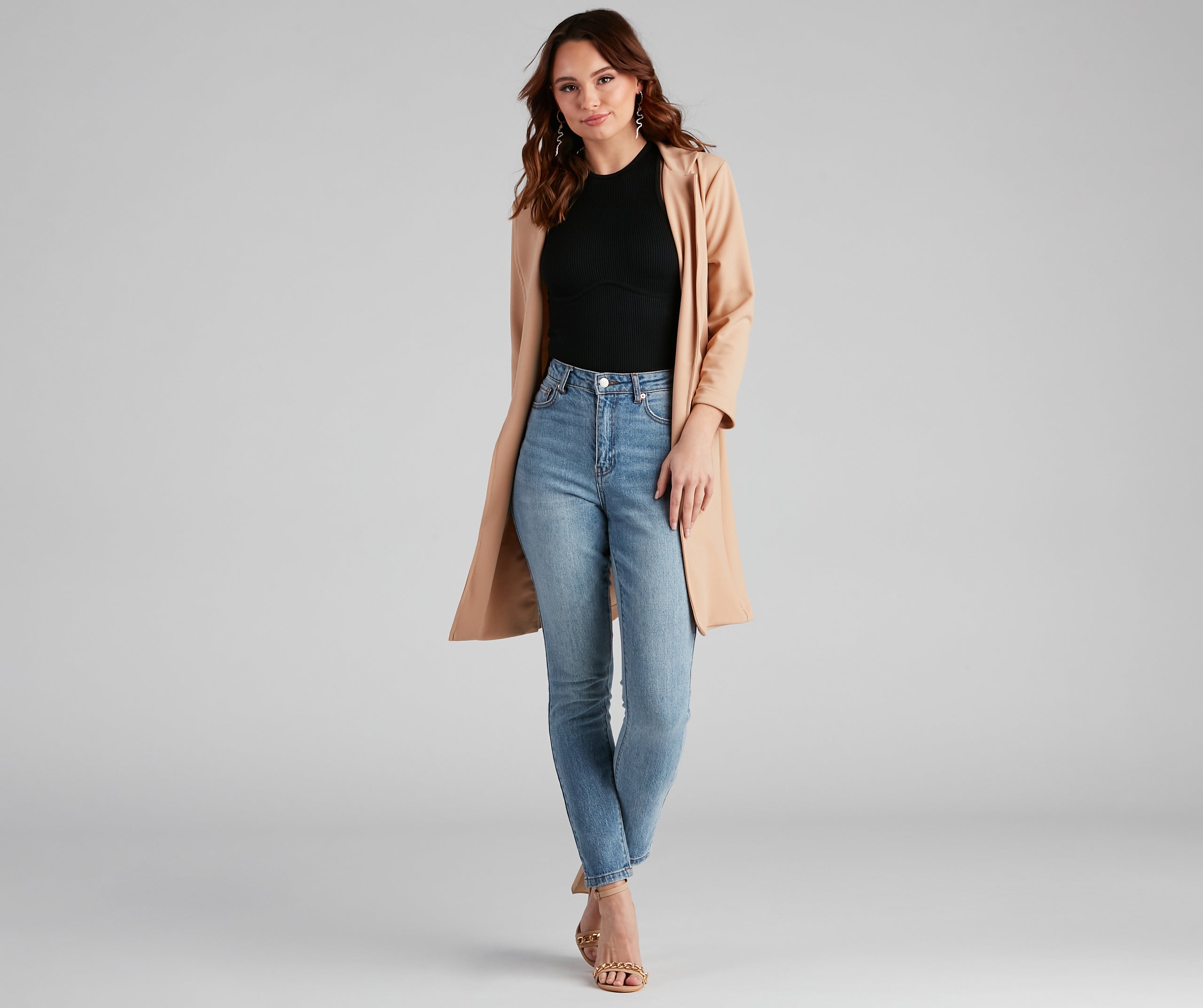 Boss Moves Crepe Long Line Blazer