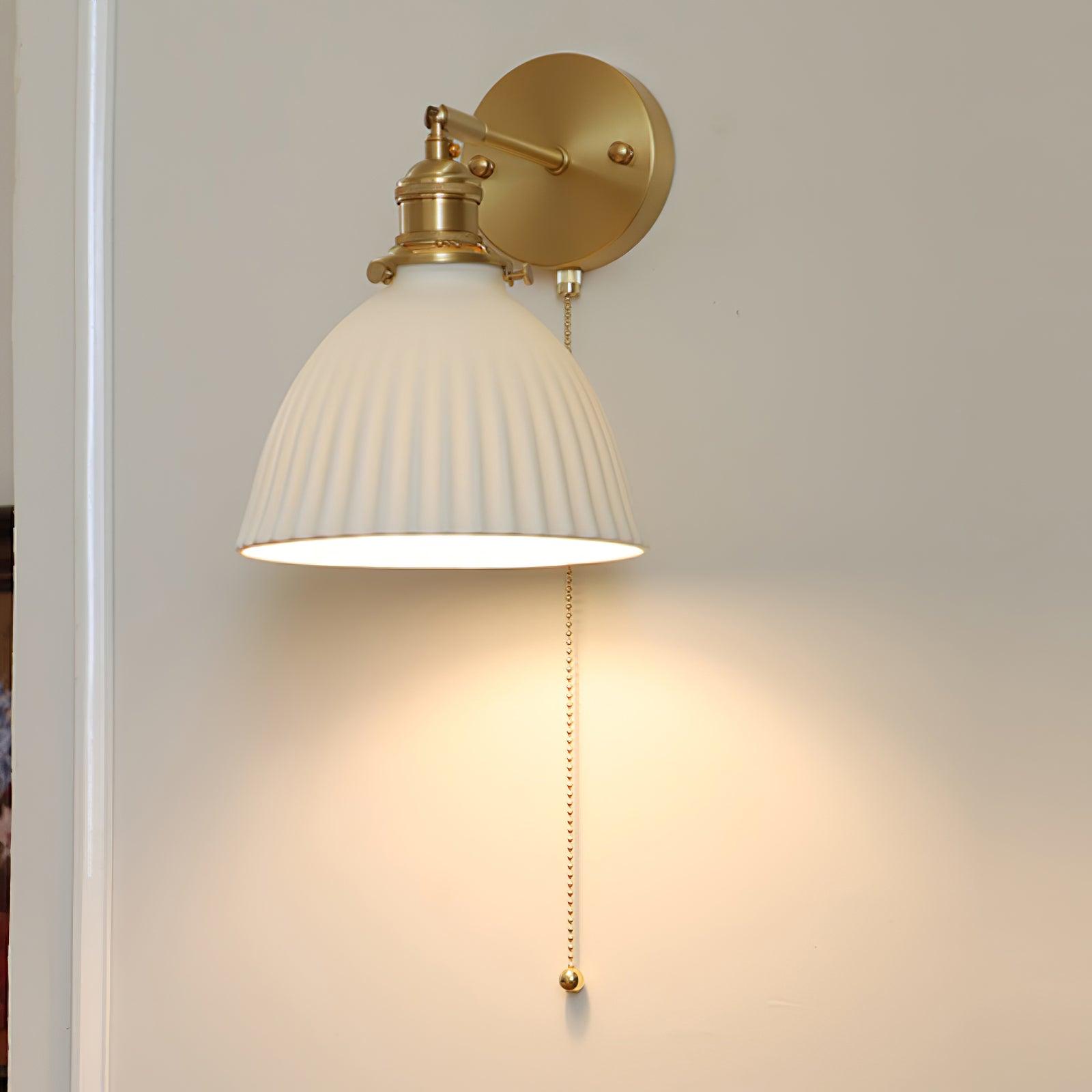 Brass Pleated Ceramic Wall Lamp