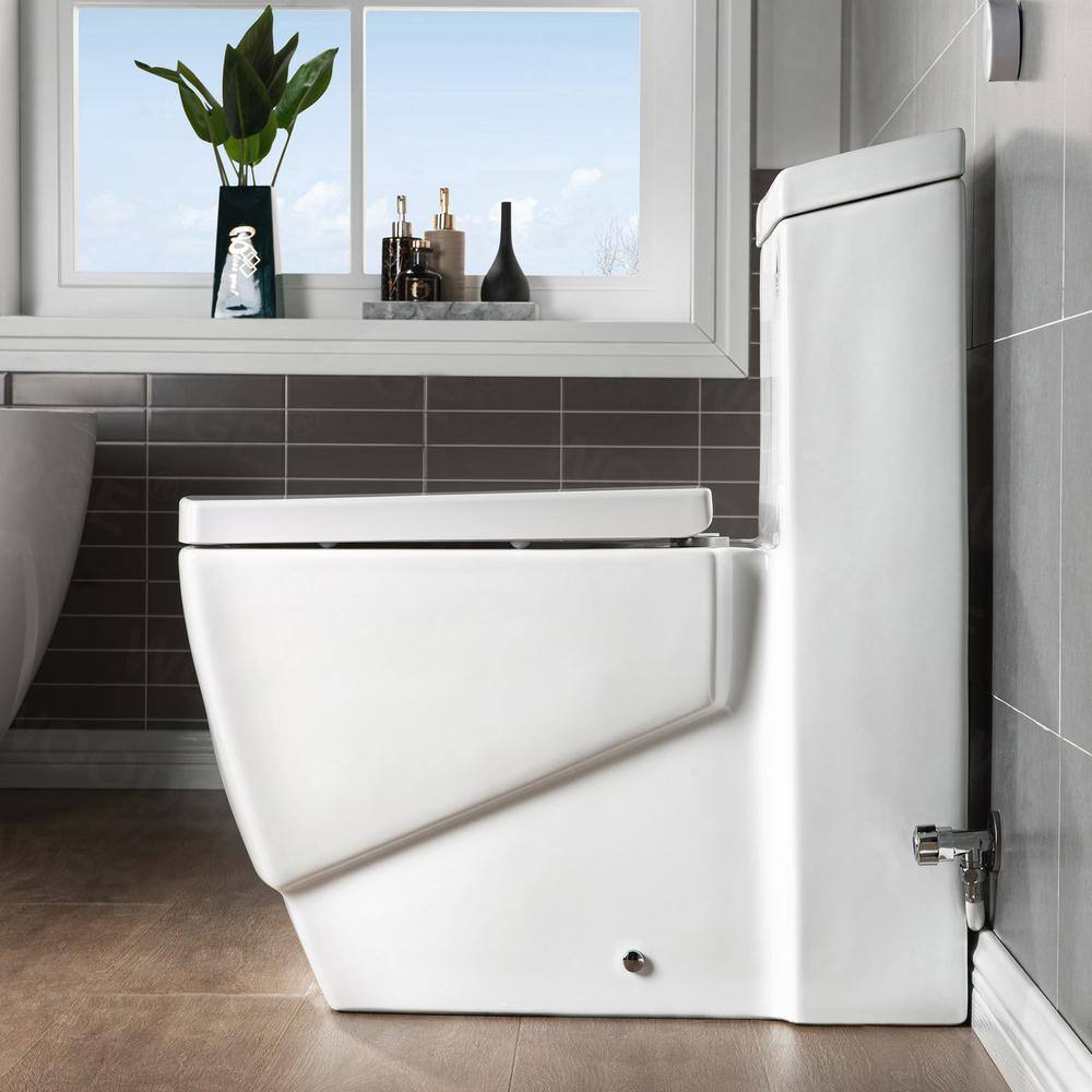 WOODBRIDGE TAOZI 1-piece 1.1 GPF1.6 GPF High Efficiency Dual Flush Square Elongated Toilet in White with Soft Closed Seat Included HB0920-A