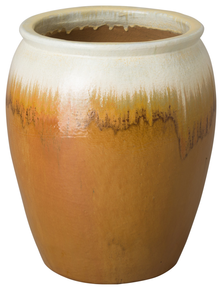 Tall Jar Planter Large  Amber 23.5x30   Farmhouse   Outdoor Pots And Planters   by EMISSARY  Houzz