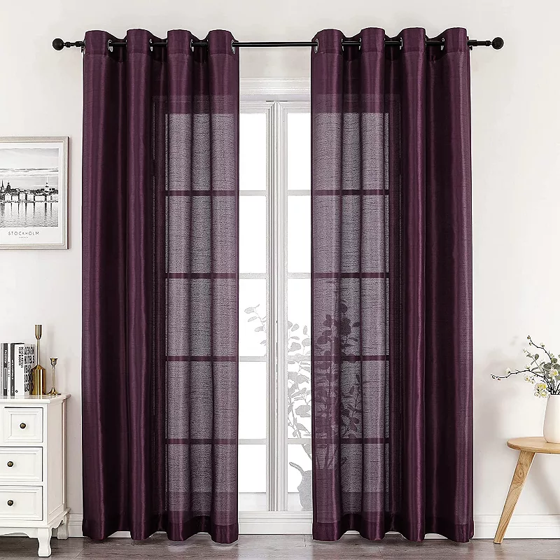 Kate Aurora Artisan Lightweight Transparent Faux Silk Sheer Grommet Single Curtain Panel