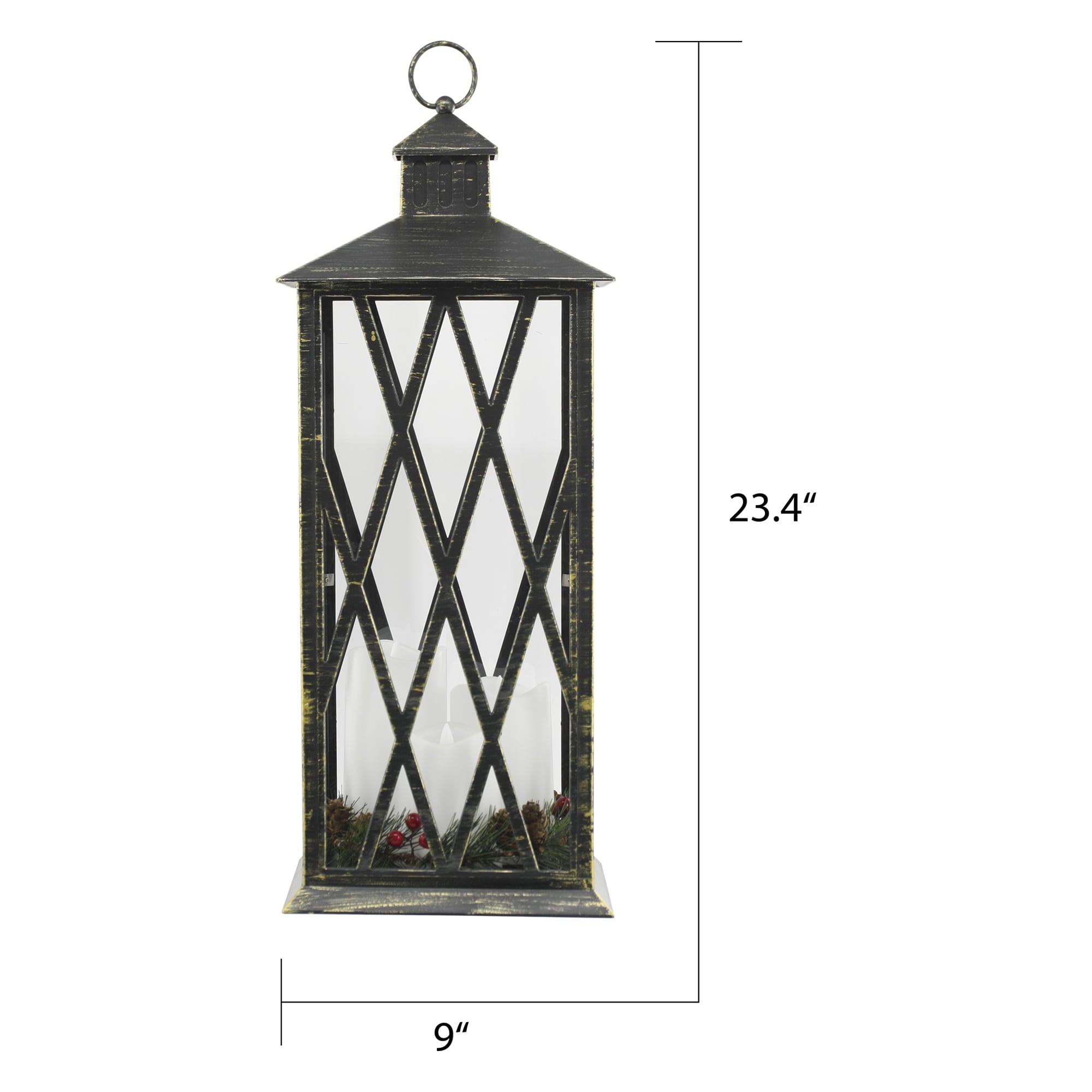 Holiday Time Black 23.4-Inch LED Lantern