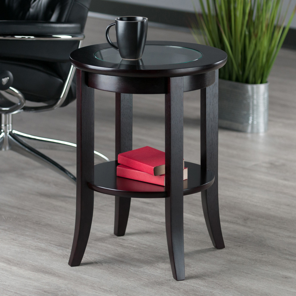 Genoa End Table  Glass Inset  one shelf   Transitional   Side Tables And End Tables   by Arcadian Home  ampLighting  Houzz