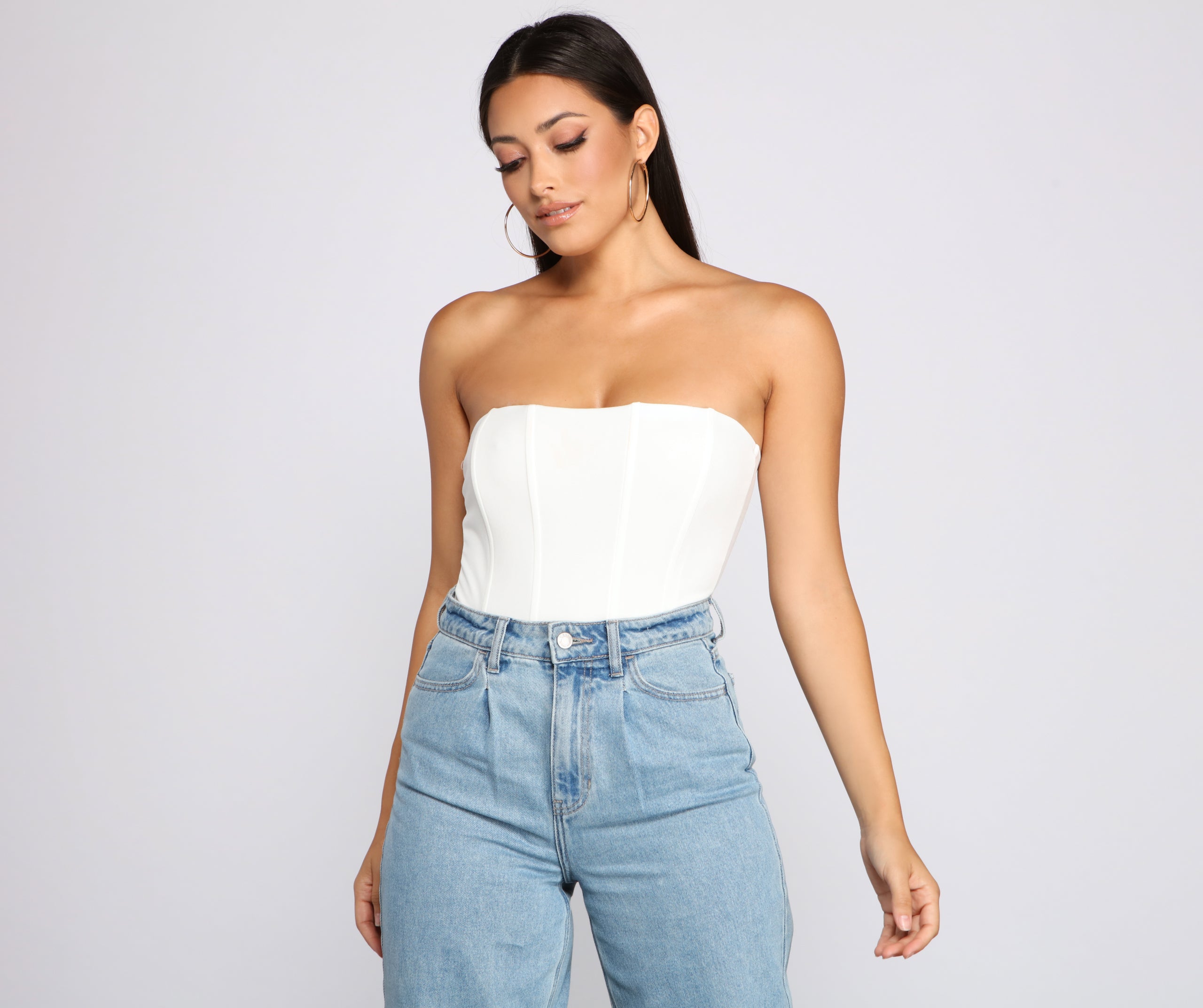 Level Up Crepe Bustier Bodysuit