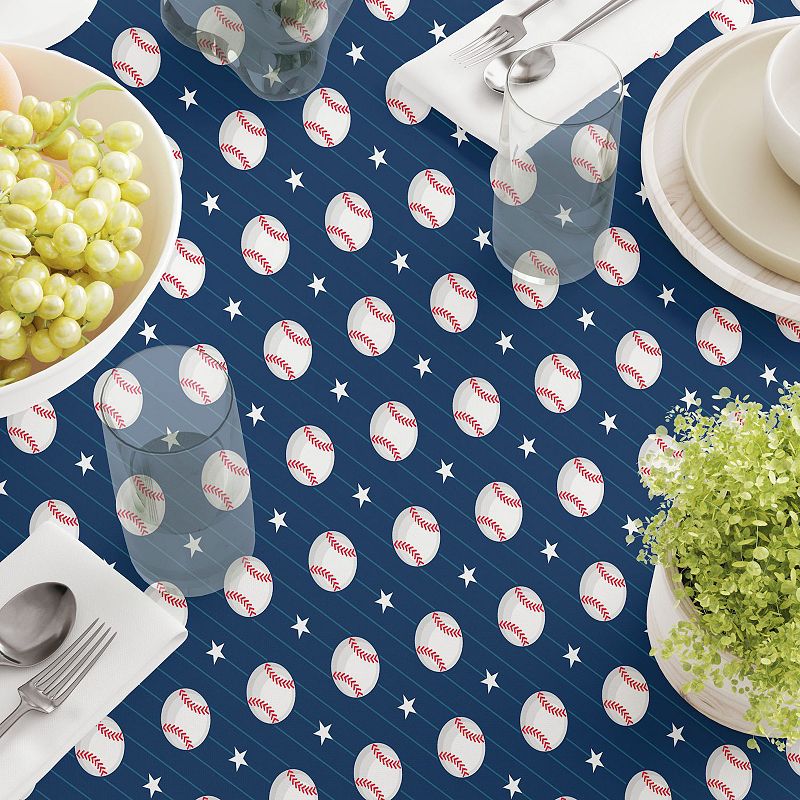 Square Tablecloth， 100% Polyester， 70x70， Baseball Stripe