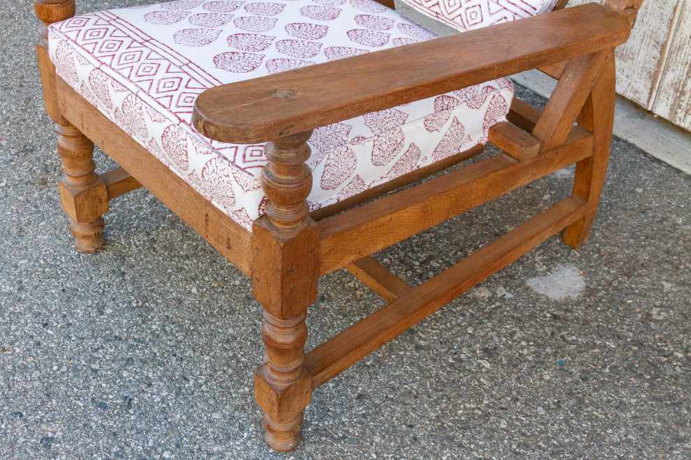 Antique Block Printed Teak Plantation Chair   Traditional   Armchairs And Accent Chairs   by De cor  Houzz