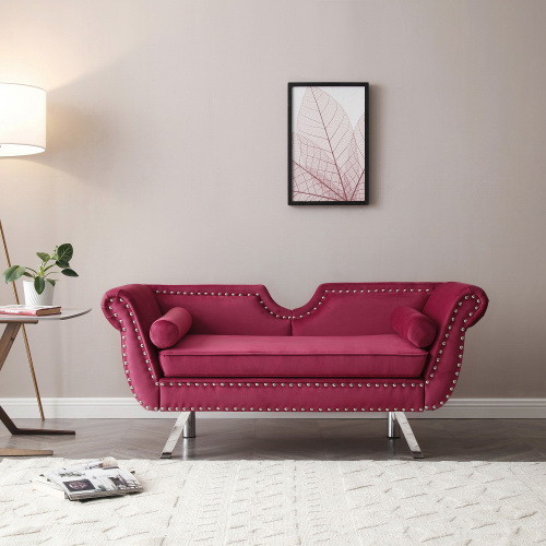 61 Width Accent Velvet Upholstered Loveseat Sette...