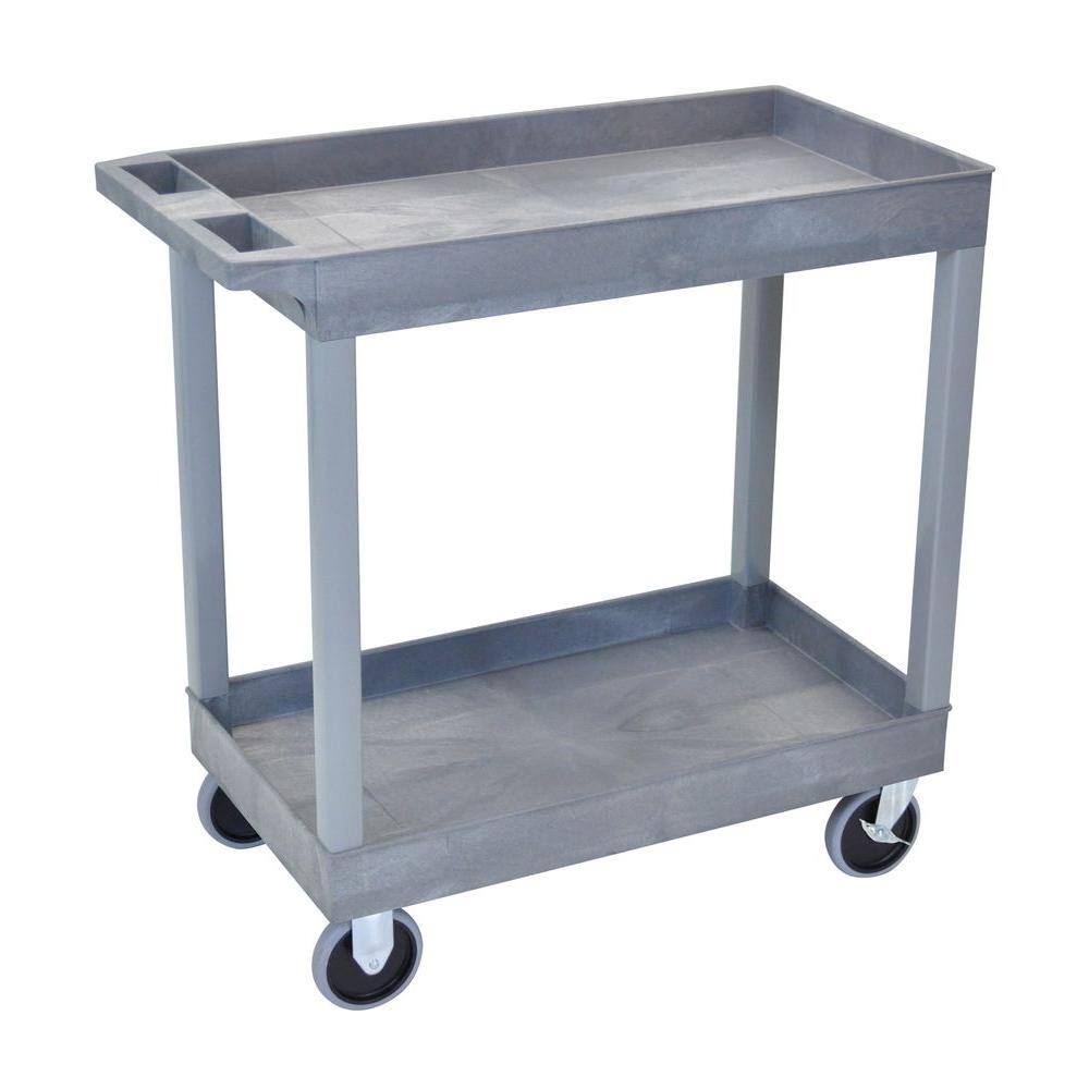 H Wilson 18 in. x 35 in. 2-Tub Shelf Utility Cart Gray EC11HD-G